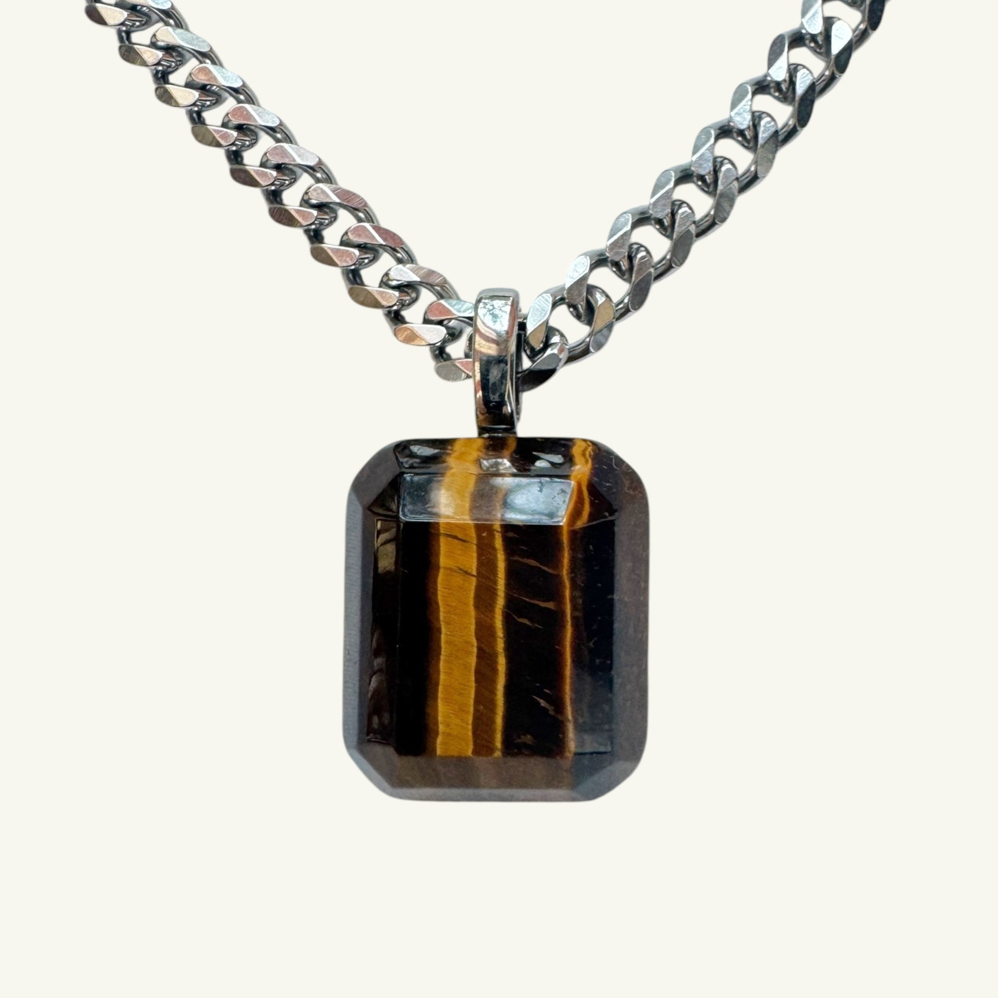 Collana occhio di tigre 25x21 mm Sharifa Crystals